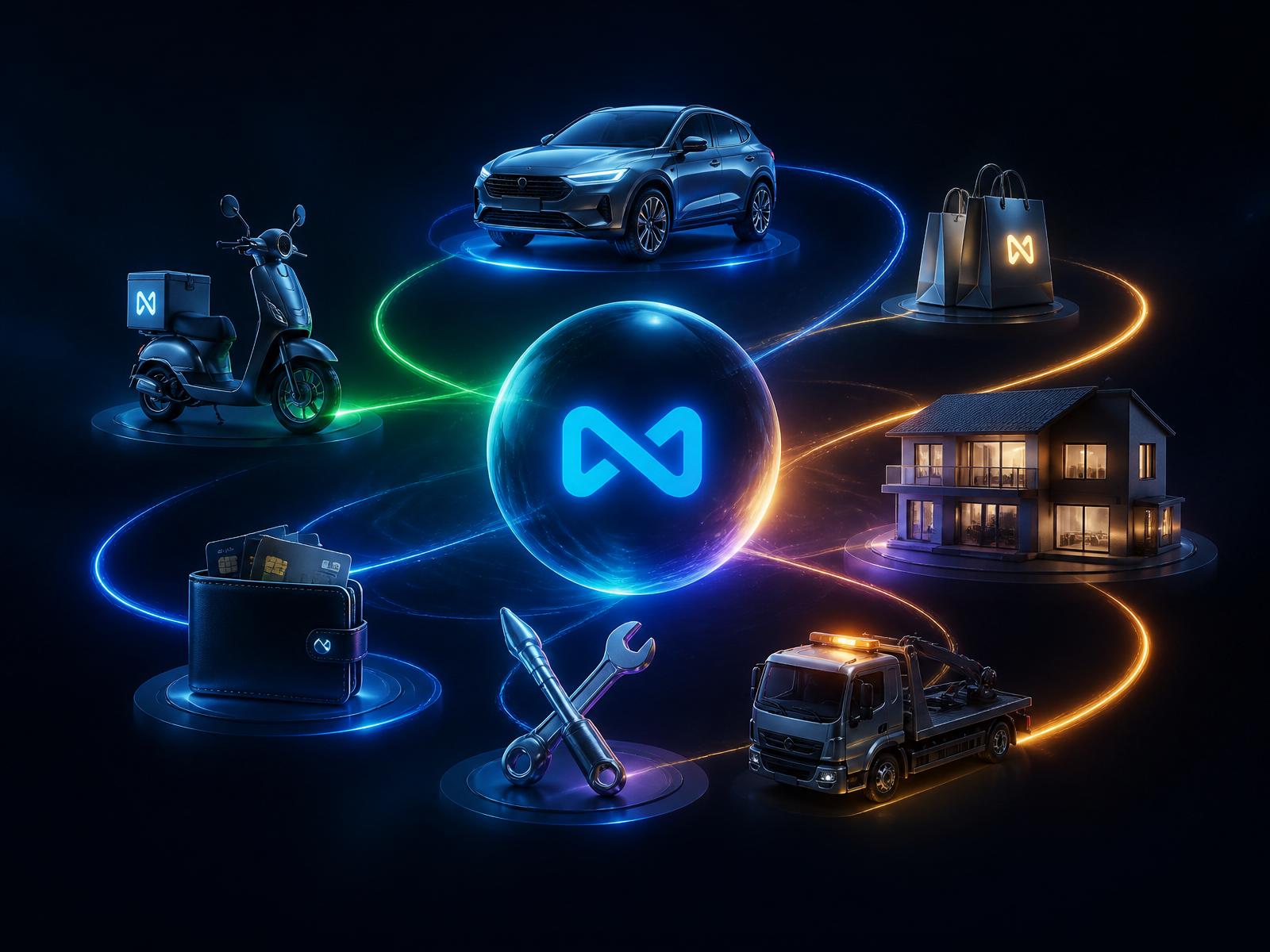 Ecossistema GONEXA — carro, entrega, marketplace, imóveis, wallet, profissionais e reboque conectados